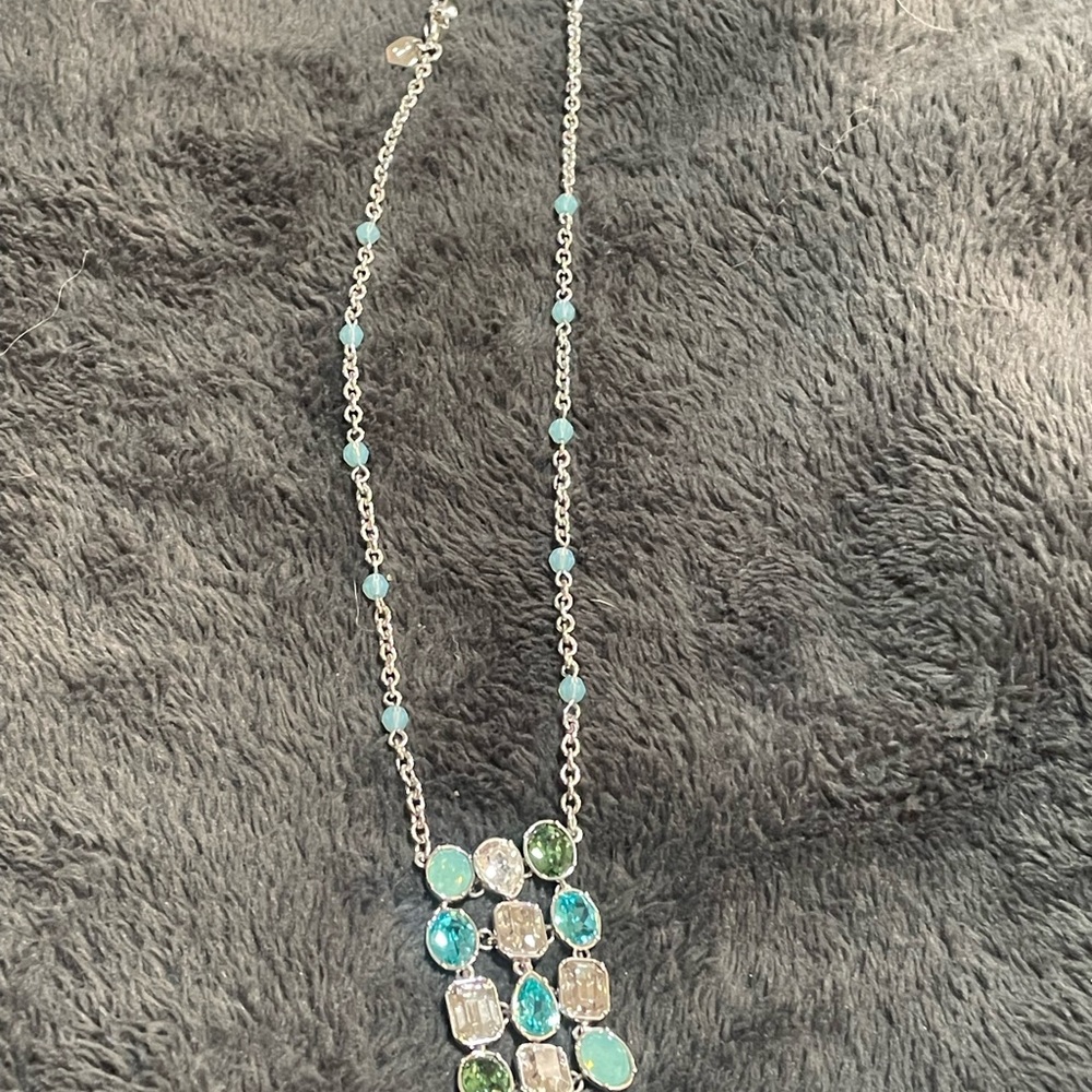 Pastel Gemstone Silver Necklace with Dainty Chain